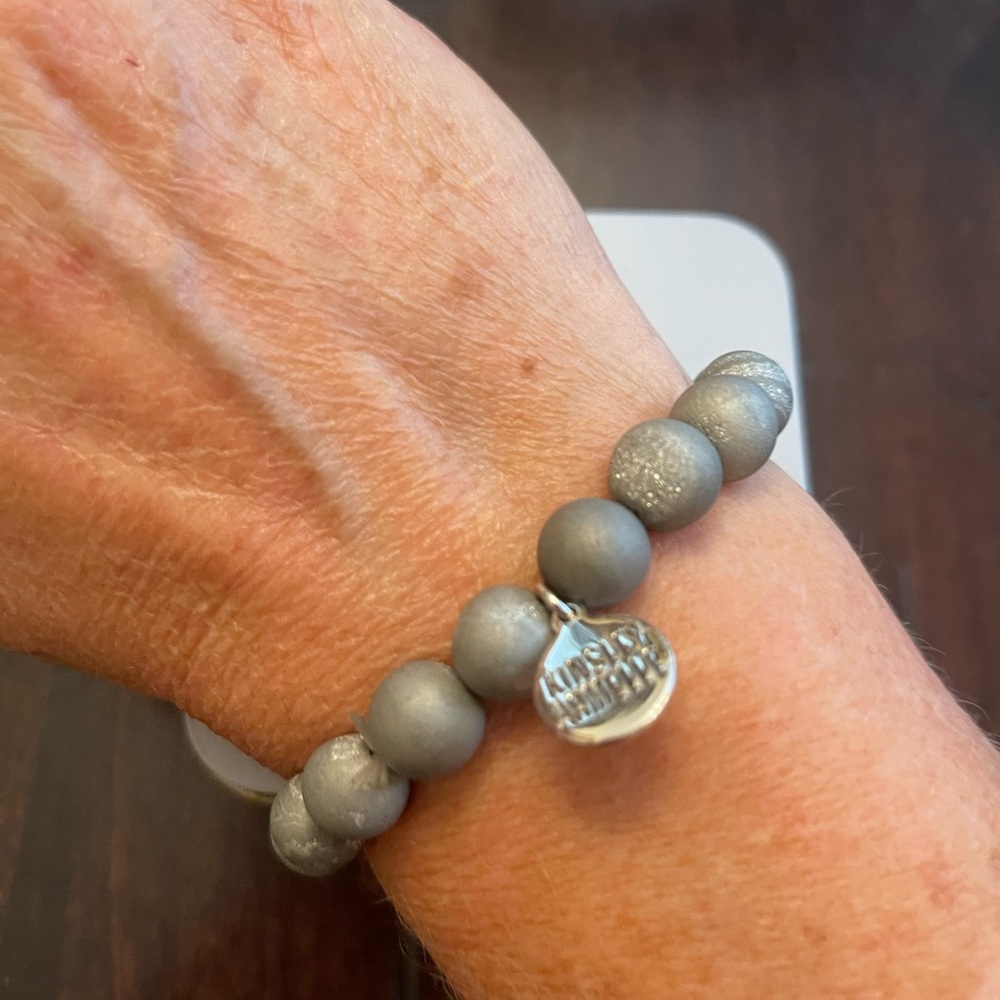 New Kinsley Armelle Geode Collection Frost Silver Bracelet